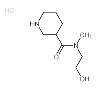 N-(2-Hydroxyethyl)-N-methyl-3-piperidinecarboxamide hydrochloride结构式