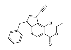 Ethyl 1-benzyl-4-chloro-3-cyano-1H-pyrrolo[2,3-b]pyridine-5-carbo xylate结构式