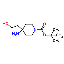 tert-butyl 4-amino-4-(2-hydroxyethyl)piperidine-1-carboxylate结构式