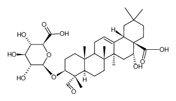 beta-d-Glucopyranosiduronic acid, (3beta,4alpha,16alpha)-17-carboxy-16-hydroxy-23-oxo-28-norolean-12-en-3-yl结构式