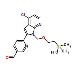 6-(4-Chloro-1-{[2-(trimethylsilyl)ethoxy]methyl}-1H-pyrrolo[2,3-b]pyridin-2-yl)nicotinaldehyde Structure