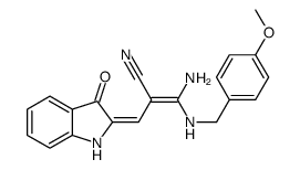 (Z)-3-amino-3-[(4-methoxyphenyl)methylamino]-2-[(Z)-(3-oxo-1H-indol-2- ylidene)methyl]prop-2-enenitrile Structure