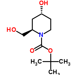 2-Methyl-2-propanyl (2R,4R)-4-hydroxy-2-(hydroxymethyl)-1-piperidinecarboxylate Structure