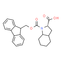 (2S)-1-(((9H-芴-9-基)甲氧基)羰基)八氢-1H-吲哚-2-羧酸结构式