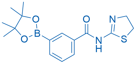 N-(4,5-二氢噻唑-2-基)-3-(4,4,5,5-四甲基-1,3,2-二氧硼杂环戊烷-2-基)苯甲酰胺结构式