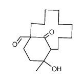 1-Formyl-12-hydroxy-12-methyl-bicyclo(9,3,1)pentadecan-15-on结构式