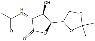 2-Acetylamino-2-deoxy-5-O,6-O-isopropylidene-D-gluconic acid γ-lactone结构式