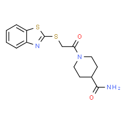 1-(2-(benzo[d]thiazol-2-ylthio)acetyl)piperidine-4-carboxamide结构式