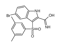 5-bromo-3-(3,5-dimethylphenyl)sulfonyl-1H-indole-2-carboxamide结构式