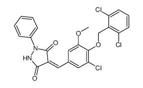 4-[[3-chloro-4-[(2,6-dichlorophenyl)methoxy]-5-methoxyphenyl]methylidene]-1-phenylpyrazolidine-3,5-dione Structure
