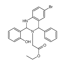 Ethyl [6-bromo-2-(2-hydroxyphenyl)-4-phenyl-1,4-dihydro-3(2H)-qui nazolinyl]acetate结构式