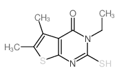 3-ETHYL-2-MERCAPTO-5,6-DIMETHYLTHIENO[2,3-D]PYRIMIDIN-4(3H)-ONE结构式