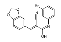 (Z)-3-(1,3-benzodioxol-5-yl)-N-(3-bromophenyl)-2-cyanoprop-2-enamide结构式