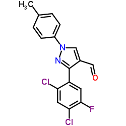 3-(2,4-DICHLORO-5-FLUOROPHENYL)-1-P-TOLYL-1H-PYRAZOLE-4-CARBALDEHYDE structure