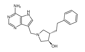 (3R,4R)-1-[(9-deazaadenin-9-yl)methyl]-3-hydroxy-4-(2-phenylethyl)pyrrolidine Structure