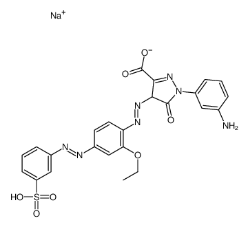 1H-Pyrazole-3-carboxylic acid, 1-(3-aminophenyl)-4-((2-ethoxy-4-((3-su lfophenyl)azo)phenyl)azo)-4,5-dihydro-5-oxo-, monosodium salt结构式