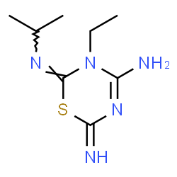 2H-1,3,5-Thiadiazin-4-amine,3-ethyl-3,6-dihydro-6-imino-2-[(1-methylethyl)imino]-(9CI) structure