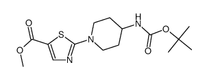 methyl 2-{4-[(tert-butoxycarbonyl)amino]piperidin-1-yl}-1,3-thiazole-5-carboxylate结构式