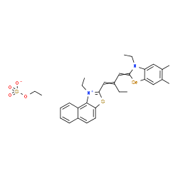 ethyl 1-ethyl-2-[2-[(3-ethyl-5,6-dimethyl-3H-benzoselenazol-2-ylidene)methyl]-1-butenyl]naphtho[1,2-d]thiazolium sulphate picture