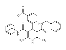 3,5-Pyridinedicarboxamide,1,4-dihydro-2,6-dimethyl-4-(3-nitrophenyl)-N3,N5-bis(phenylmethyl)- Structure