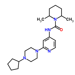 N-[2-(4-Cyclopentyl-1-piperazinyl)-4-pyridinyl]-2,6-dimethyl-1-piperidinecarboxamide结构式