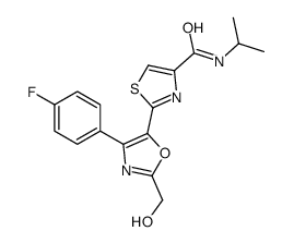 2-[4-(4-fluorophenyl)-2-(hydroxymethyl)-1,3-oxazol-5-yl]-N-propan-2-yl-1,3-thiazole-4-carboxamide结构式