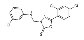 3-[(3-Chloro-phenylamino)-methyl]-5-(2,4-dichloro-phenyl)-3H-[1,3,4]oxadiazole-2-thione结构式