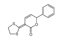 2H-Pyran-2-one, 3-(1,3-dithiolan-2-ylidene)-3,6-dihydro-6-phenyl Structure