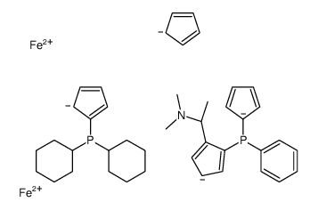 1-{[((S)-二茂铁基-2-(R)-乙基-1-二甲基氨基)苯基]-(S)-膦基}-1'-二环己基膦基二茂铁结构式