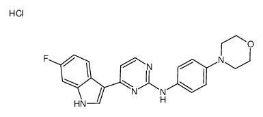 4-(6-fluoro-1H-indol-3-yl)-N-(4-morpholin-4-ylphenyl)pyrimidin-2-amine hydrochloride Structure
