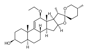 (25R)-12β-Ethoxy-5α-spirost-9(11)-en-3β-ol Structure