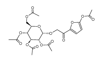 2-acetoxy-5-[2-(2,3,4,6-tetra-O-acetyl-α-D-glucopyranosyloxy)acetyl]furan Structure