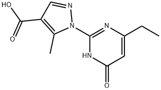 1-(4-Ethyl-6-oxo-1,6-dihydropyrimidin-2-yl)-5-methyl-1H-pyrazole-4-carboxylic acid structure