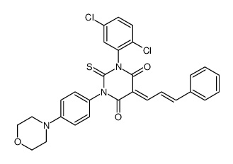 (5Z)-1-(2,5-dichlorophenyl)-3-(4-morpholin-4-ylphenyl)-5-[(E)-3-phenylprop-2-enylidene]-2-sulfanylidene-1,3-diazinane-4,6-dione结构式