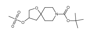 tert-butyl (3RS)-3-[(methylsulfonyl)oxy]-1-oxa-8-azaspiro[4.5]decane-8-carboxylate结构式