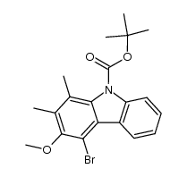 tert-butyl 4-bromo-3-methoxy-1,2-dimethyl-9H-carbazole-9-carboxylate结构式