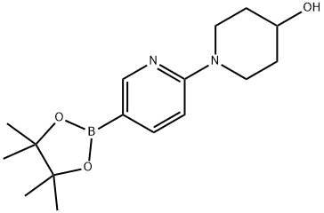 1-(5-(4,4,5,5-四甲基-1,3,2-二氧硼杂环戊烷-2-基)吡啶-2-基)哌啶-4-醇结构式