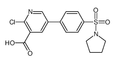 2-chloro-5-(4-pyrrolidin-1-ylsulfonylphenyl)pyridine-3-carboxylic acid Structure