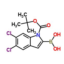 (1-(tert-Butoxycarbonyl)-5,6-dichloro-1H-indol-2-yl)boronic acid Structure