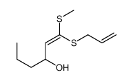 1-methylsulfanyl-1-prop-2-enylsulfanylhex-1-en-3-ol结构式