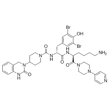 N-[2-[5-氨基-1(S)-[4-(4-吡啶基)哌嗪-1-甲酰基]戊基氨基]-1(R)-(3,5-二溴-4-羟基苄基)-2-氧代乙基]-4-(2-氧代-1,2,3,4-四氢喹唑啉-3-基)哌啶-1-甲酰胺图片