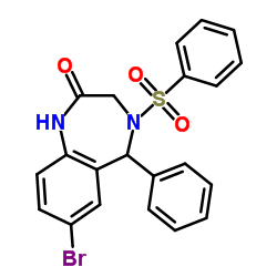 7-Bromo-5-phenyl-4-(phenylsulfonyl)-1,3,4,5-tetrahydro-2H-1,4-benzodiazepin-2-one结构式