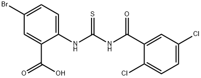 5-bromo-2-[[[(2,5-dichlorobenzoyl)amino]thioxomethyl]amino]-benzoic acid structure