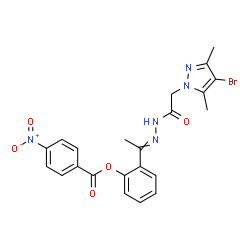 1H-Pyrazole-1-aceticacid,4-bromo-3,5-dimethyl-,[1-[2-[(4-nitrobenzoyl)oxy]phenyl]ethylidene]hydrazide(9CI) Structure