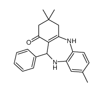 3,9,9-trimethyl-6-phenyl-6,8,10,11-tetrahydro-5H-benzo[b][1,4]benzodiazepin-7-one结构式