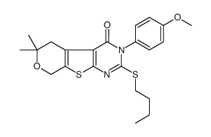 2-butylsulfanyl-3-(4-methoxyphenyl)-6,6-dimethyl-5,8-dihydropyrano[2,3]thieno[2,4-b]pyrimidin-4-one结构式