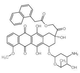 1-Naphthaleneaceticacid, 2-[(2S,4S)-4-[(3-amino-2,3,6-trideoxy-a-L-lyxo-hexopyranosyl)oxy]-1,2,3,4,6,11-hexahydro-2,5,12-trihydroxy-7-methoxy-6,11-dioxo-2-naphthacenyl]-2-oxoethylester结构式