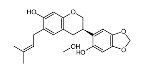 (3R)-3-(6-hydroxybenzo[d][1,3]dioxol-5-yl)-4-methoxy-6-(3-methylbut-2-en-1-yl)chroman-7-ol结构式