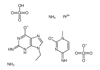 2-amino-9-ethylpurin-6-olate,4-amino-1-methylpyrimidin-2-one,azane,platinum(2+),diperchlorate Structure