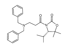 (S)-5,5-dimethyl-4-iso-propyl-3-[3'-(N,N-dibenzylamino)propanoyl]oxazolidin-2-one结构式